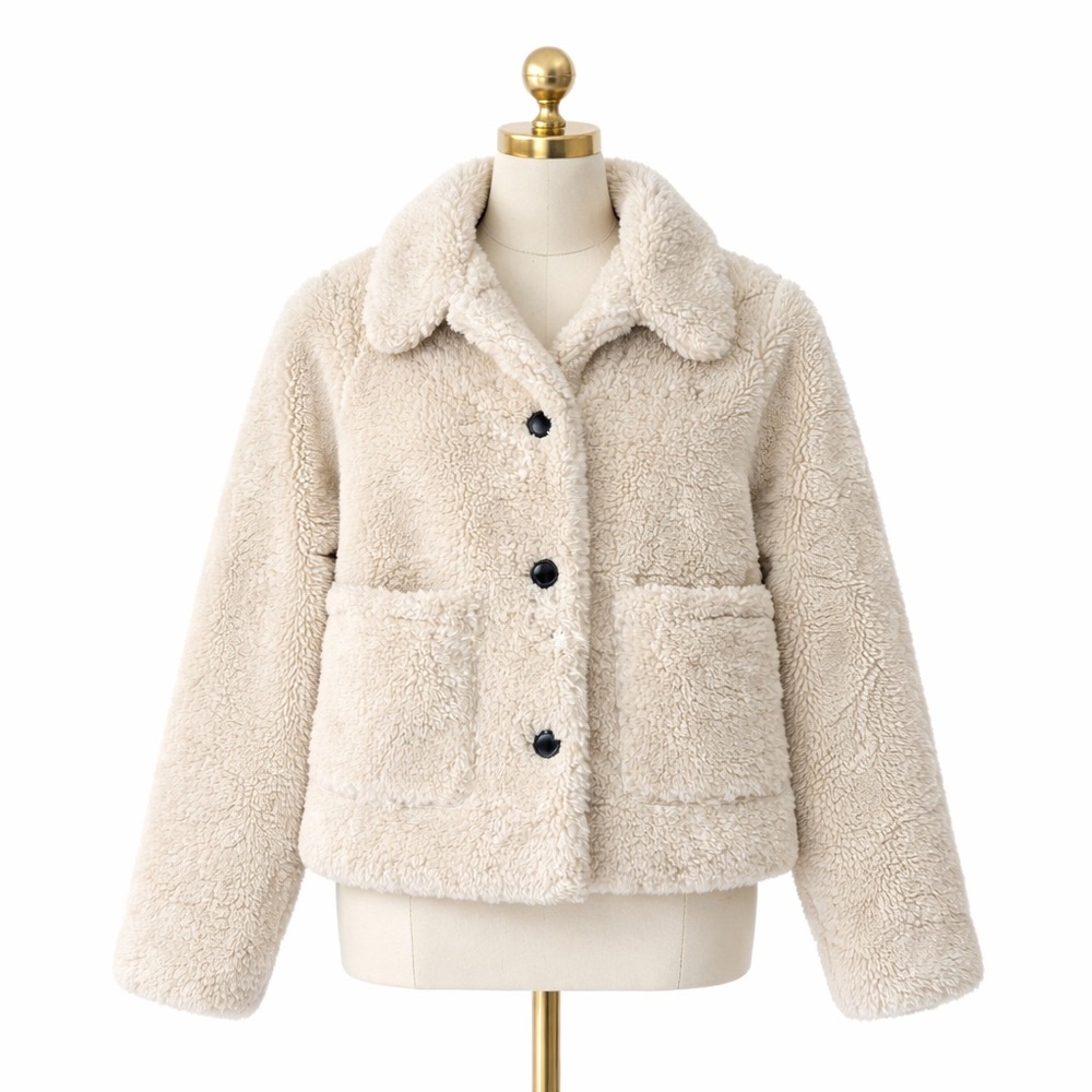 Sanctuary Sherpa Jacket Size M Teddy‎ Bear Coat Beige Anthropologie